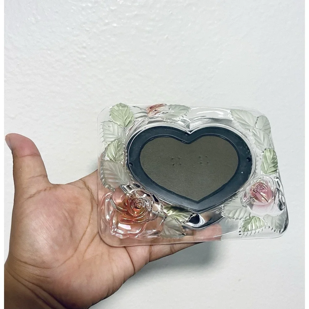 Vtg Rose Pearls Crystal Home Beautiful Frame Japan Roses Heart 2.5x4